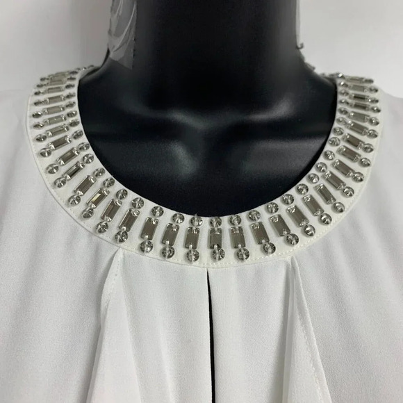 bcbgmaxazria Women's Lilleth Bejeweled Ruffled Sleeveless Flowy Dress Size XS - Picture 5 of 16